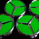 NEU 75 mm Nabendeckel Radkappen Mercedes-Benz Grün ///AMG Nabenkappen