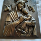 Relief Heiligenbid Maria  Messing Guss Wandbild 