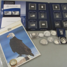 Konvolut 7 Silbermünzen aller WELT + 4 Silber-Barren + 2 Silber-Medaillen T5255