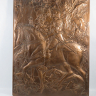 Kupfer Relief Bild nach Albrecht Dürer "Ritter, Tod und Teufel" -signiert KG